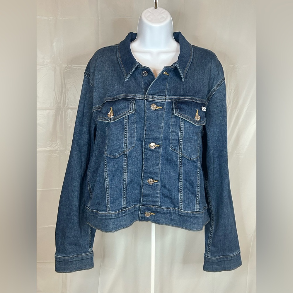 Calvin Klein Denim Jacket Womens XXL Storm Blue Oversized Trucker NWT